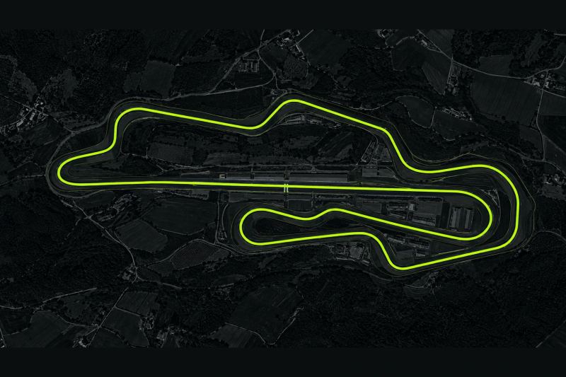 Il tracciato del circuito di Mugello visto dall'alto